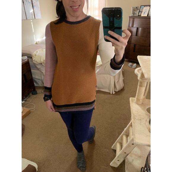 APIECE APART Orange 100% Cotton Almeria Side Button Side Sweater size Medium - Picture 5 of 15